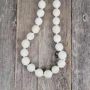 Raffia bead necklace 30" length